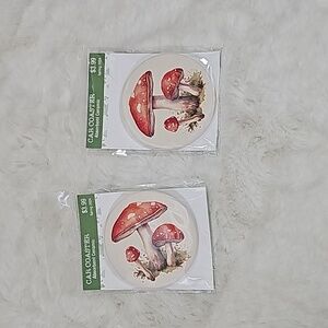 Car Coasters Set of Two Mushrooms